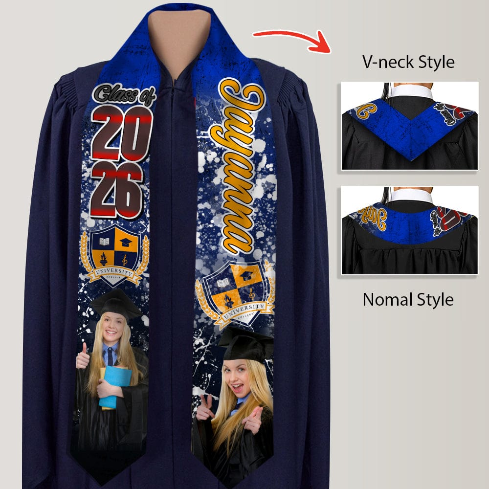 GeckoCustom Custom Photo With Grunge Graduation Stoles N369 890697 6x72 inch