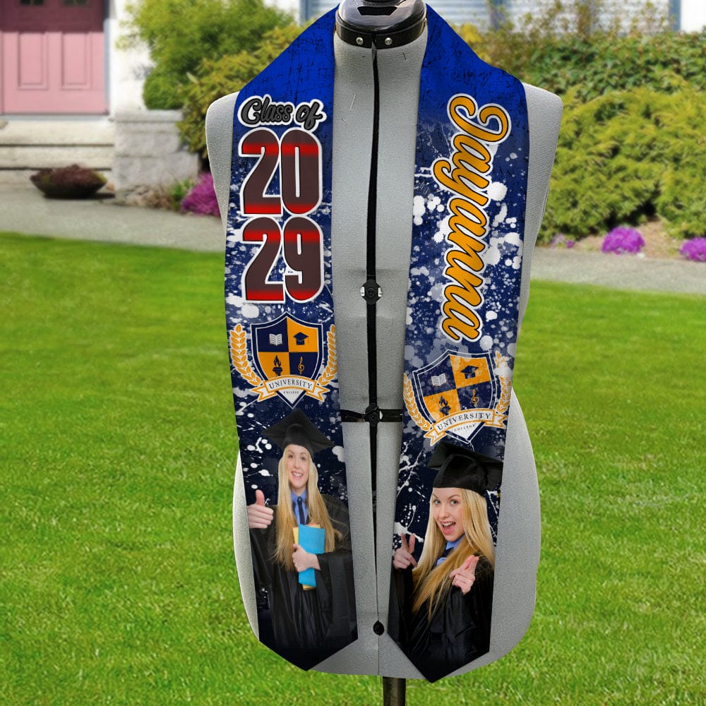 GeckoCustom Custom Photo With Grunge Graduation Stoles N369 890697 6x72 inch