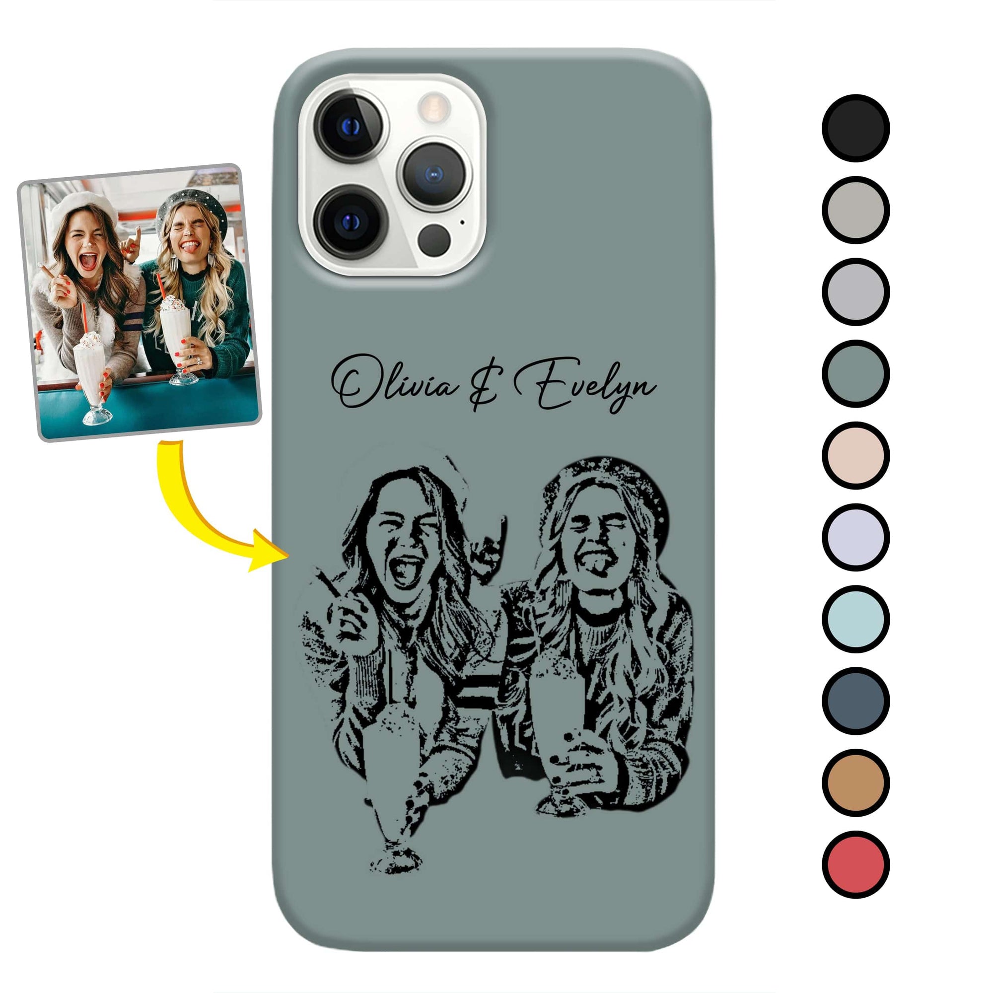 GeckoCustom Custom Photo With Pencil Drawing Effect Vintage Style Bestie, Best Friend Phone Case HO82 893440