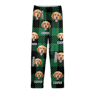 GeckoCustom Custom Photo With Plaid Background For Dog Cat Lovers Pajamas T368 889938 For Kid / Only Pants / 3XS