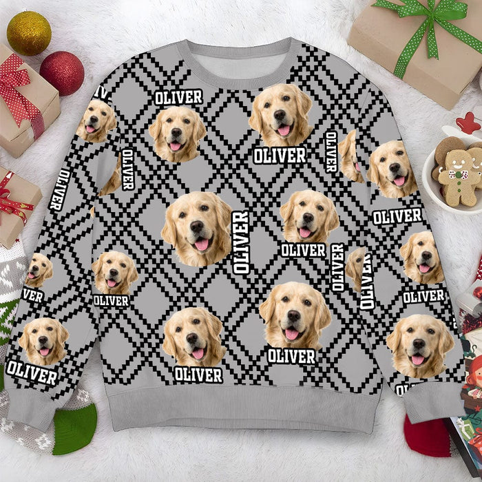 GeckoCustom Custom Photo With Plaid Pattern Dog All-Over-Print Sweatshirt TA29 889854