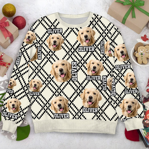 GeckoCustom Custom Photo With Plaid Pattern Dog All-Over-Print Sweatshirt TA29 889854
