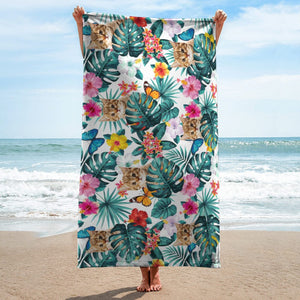GeckoCustom Custom Photo With Tropical Cat Beach Towel N304 890663 30"x60"