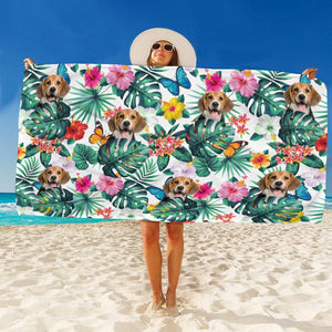 GeckoCustom Custom Photo With Tropical Dog Beach Towel N304 890661 30"x60"