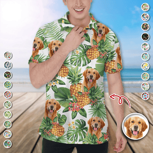 GeckoCustom Custom Photo With Tropical Pattern Dog Polo Shirt HA75 890738