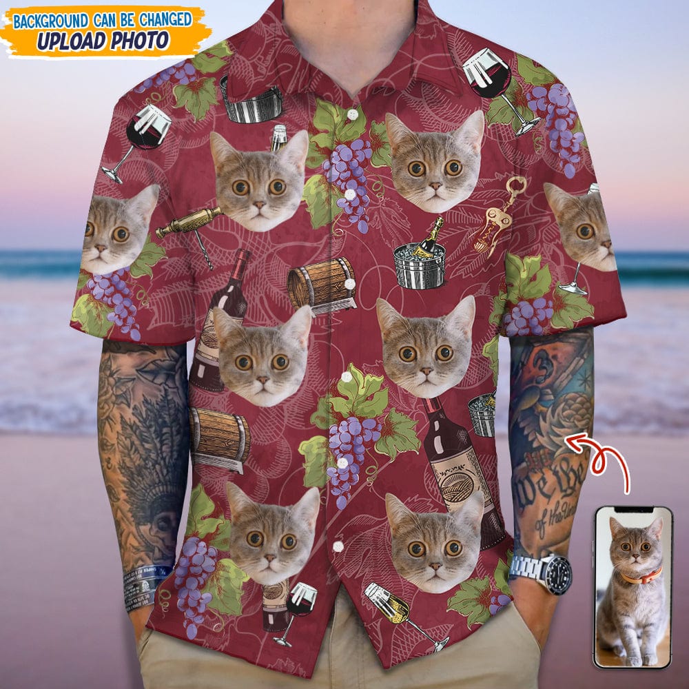 GeckoCustom Custom Photo With Wine Glasses For Cat Lover Hawaii Shirt N304 889365
