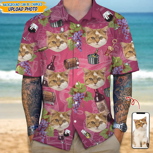 GeckoCustom Custom Photo With Wine Glasses For Cat Lover Hawaii Shirt N304 889365