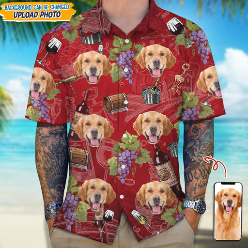 GeckoCustom Custom Photo With Wine Glasses For Dog Lover Hawaii Shirt N304 889363