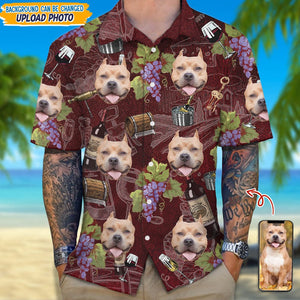 GeckoCustom Custom Photo With Wine Glasses For Dog Lover Hawaii Shirt N304 889363