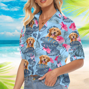 GeckoCustom Custom Photo Women's V-neck Hawaii Shirts K228 890433