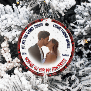 GeckoCustom Custom Photo You Are By Far My Favorite Husband Couple Ceramic Ornament For Christmas DM01 891379