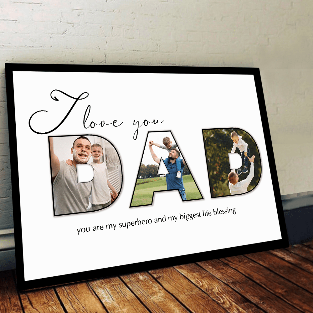 GeckoCustom Custom Photo You Are My Super Hero Dad Poster Canvas Picture Frame DM01 890953