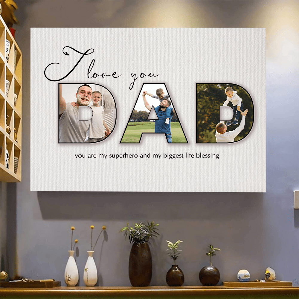 GeckoCustom Custom Photo You Are My Super Hero Dad Poster Canvas Picture Frame DM01 890953