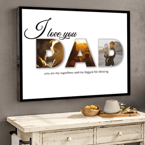 GeckoCustom Custom Photo You Are My Super Hero Dad Poster Canvas Picture Frame DM01 890953