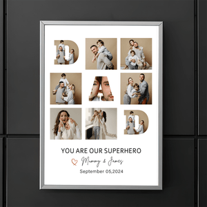 GeckoCustom Custom Photo You Are My Super Hero Dad Poster Canvas Picture Frame HA75 890576
