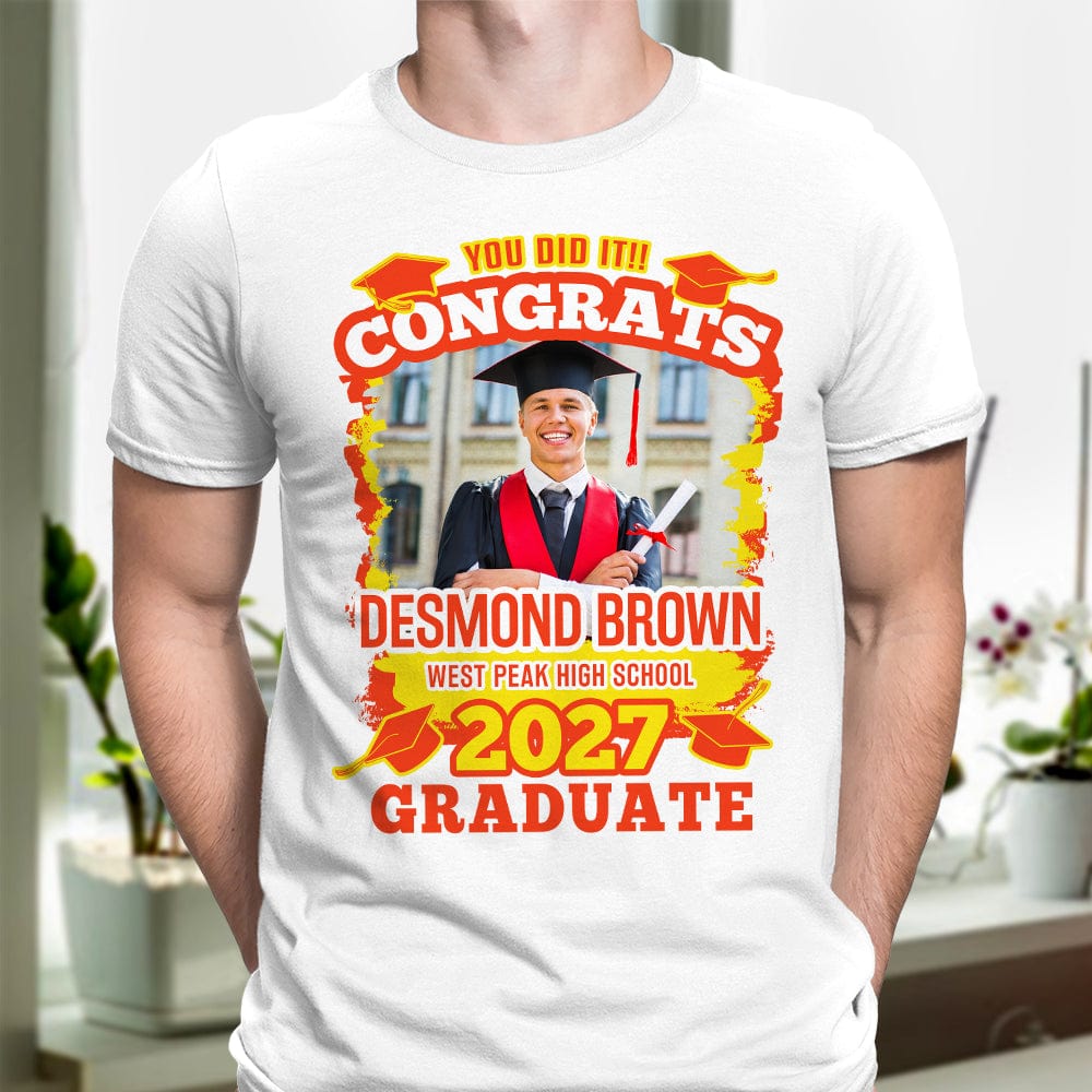 GeckoCustom Custom Photo You Did It Congrats Graduation Shirt TA29 890273 Premium Tee (Favorite) / P Light Blue / S