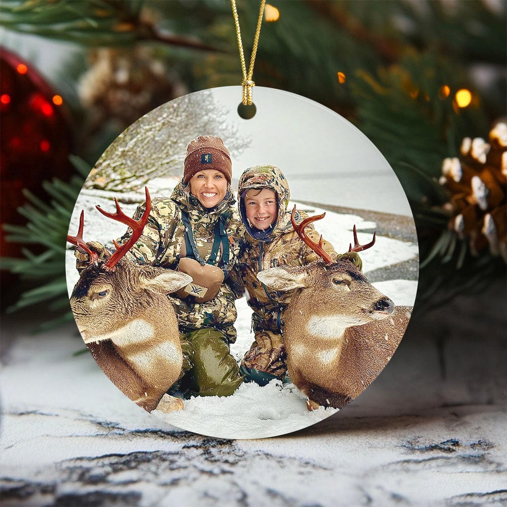 GeckoCustom Custom Photo Your Deer Hunt Ceramic Ornament TH10 892169 3 inch