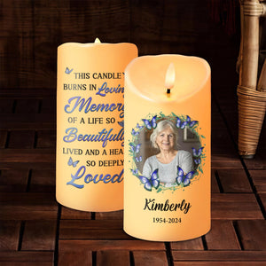 GeckoCustom Custom Photo Your Memory Lives On Memorial LED Candle HA75 891740