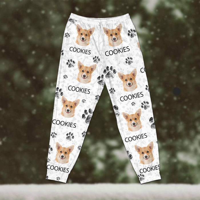 GeckoCustom Custom Portrait Dog Mom Dog Dad With Paw Pattern Pajamas N304 889760 Only Pants / S