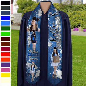 GeckoCustom Custom Portrait Photo And Add School Name Graduation Gift Stoles N369 890224 6x72 inch / Triangle