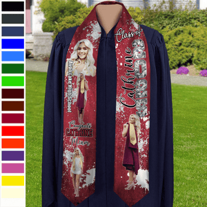 GeckoCustom Custom Portrait Photo And Add School Name Graduation Gift Stoles N369 890224 6x72 inch / Triangle