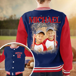 GeckoCustom Custom Portrait Photo With Retro Style Sporty Gift For Baseball Lovers Varsity Jacket HO82 893148