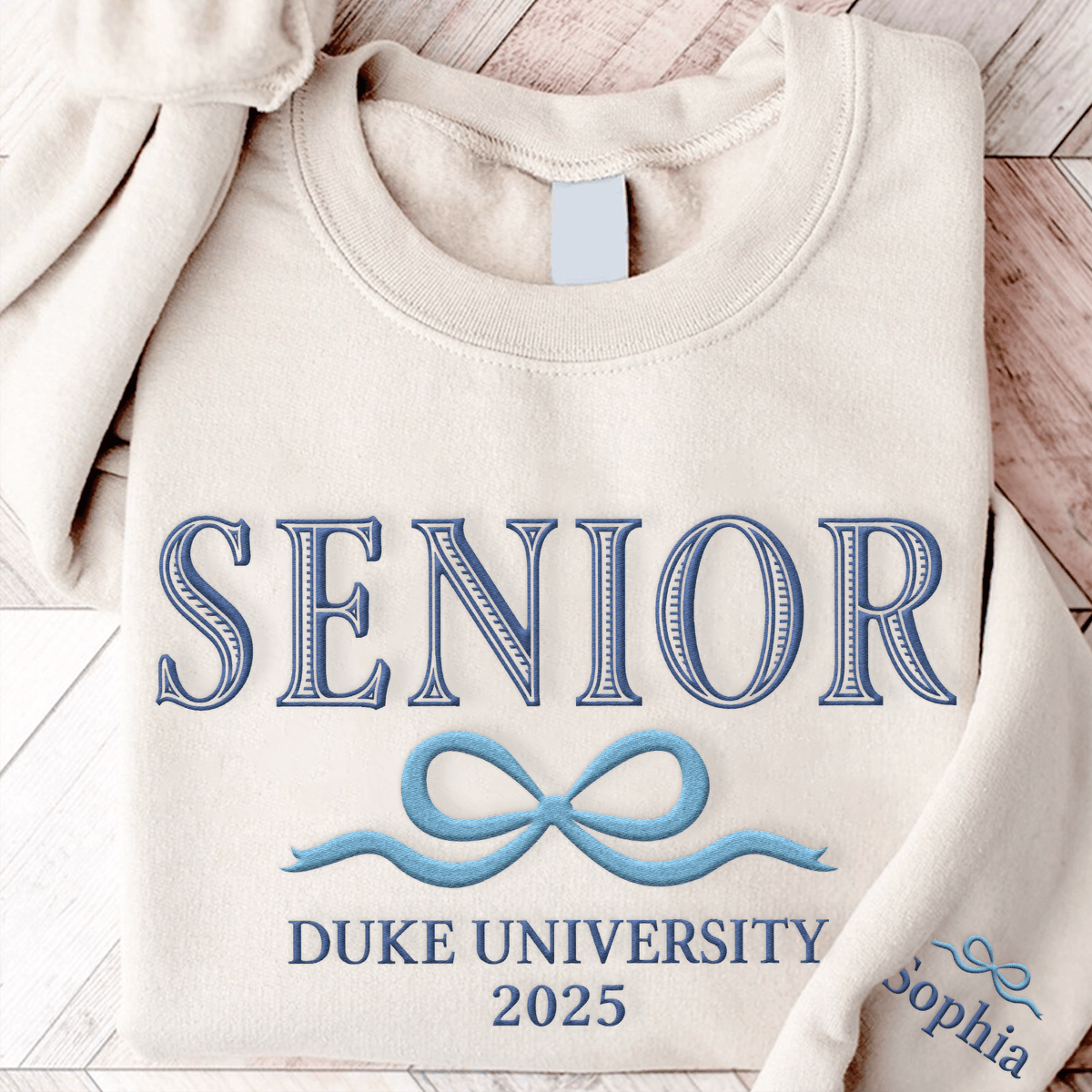 GeckoCustom Custom Senior With Coquette Bow Embroidered Sleeve Sweatshirt LM32 893099