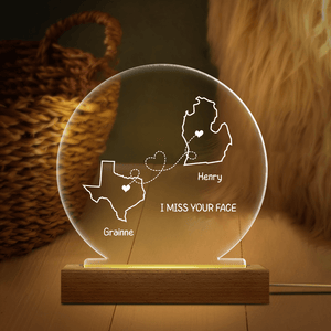 GeckoCustom Custom Two Map For Couple Valentine Acrylic Plaque LED Night Light TH10 892191 Acrylic / 7.9"x4.5"