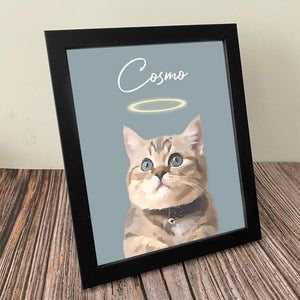 GeckoCustom Custom Watercolor Dog Cat Pet Photo Memorial Picture Frame Poster Canvas HA75 891800