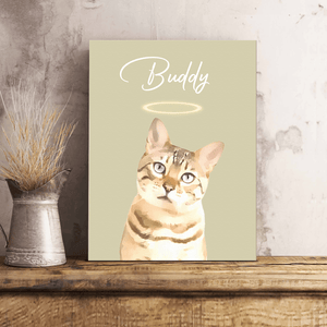 GeckoCustom Custom Watercolor Dog Cat Pet Photo Memorial Picture Frame Poster Canvas HA75 891800