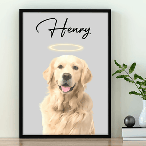 GeckoCustom Custom Watercolor Dog Cat Pet Photo Memorial Picture Frame Poster Canvas HA75 891800