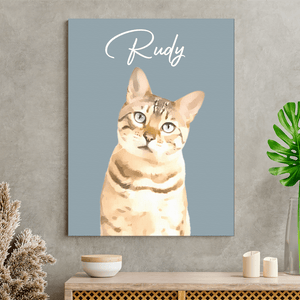 GeckoCustom Custom Watercolor Dog Cat Pet Photo Picture Frame Poster Canvas HA75 891798