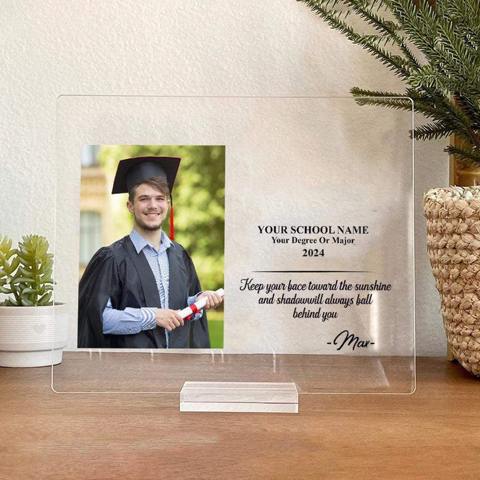 GeckoCustom Customized Photo Graduation Acrylic Plaque and Stand, Graduation Gift HN590