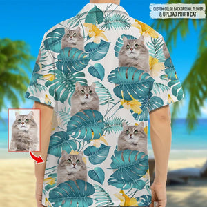 GeckoCustom Customized Photo Upload Cat Men's Hawaiian Shirt, DA199 888310