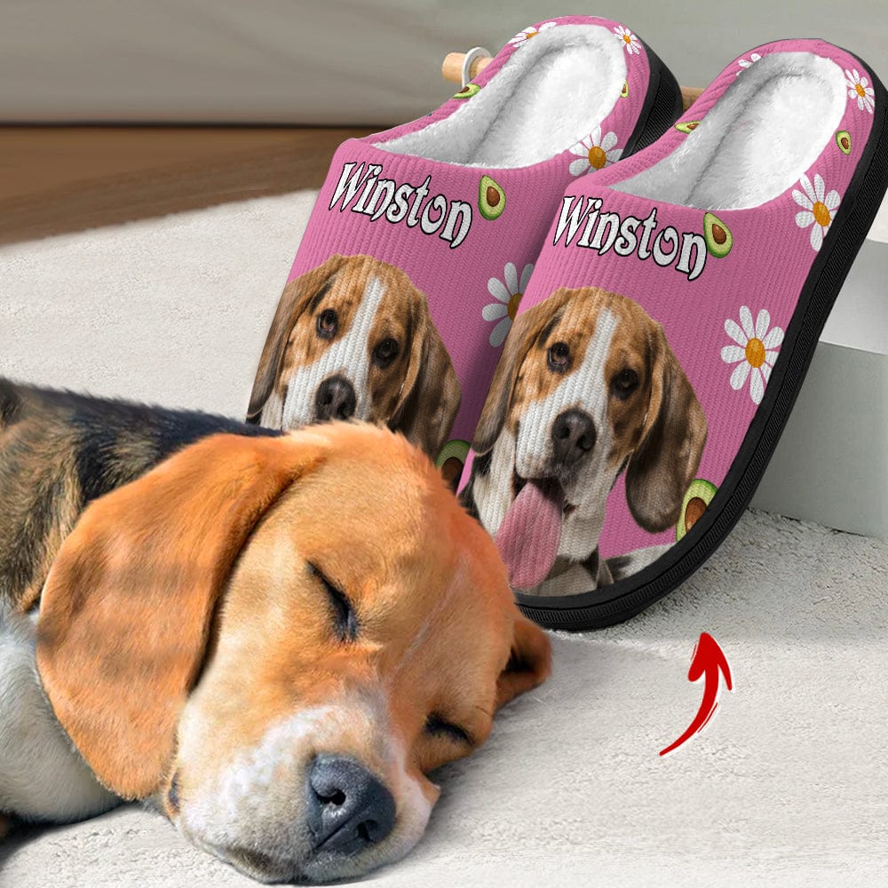 GeckoCustom Customized Plush Slippers Upload Photo Custom Name Dog Cat 888683 N369 HN590