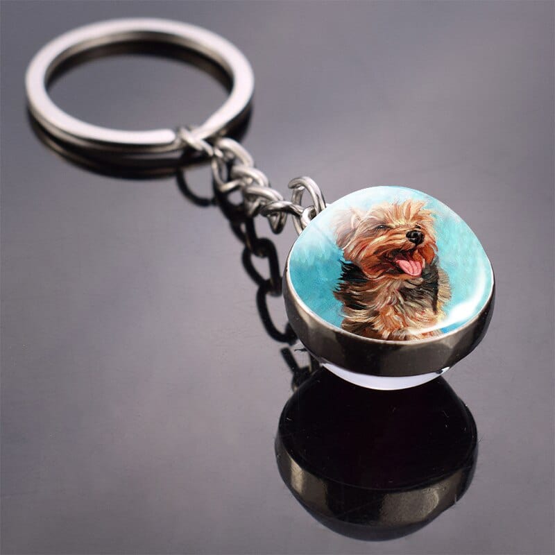 GeckoCustom Cute Dog Double Side Glass Ball Keychain As show 7