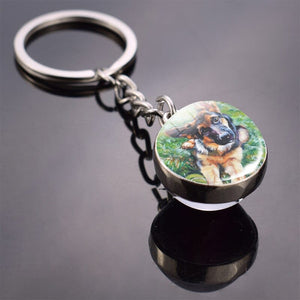 GeckoCustom Cute Dog Double Side Glass Ball Keychain As show 28