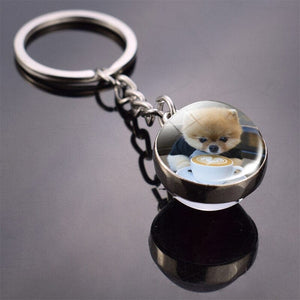 GeckoCustom Cute Dog Double Side Glass Ball Keychain As show 15