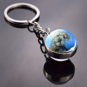 GeckoCustom Cute Dog Double Side Glass Ball Keychain As show 20