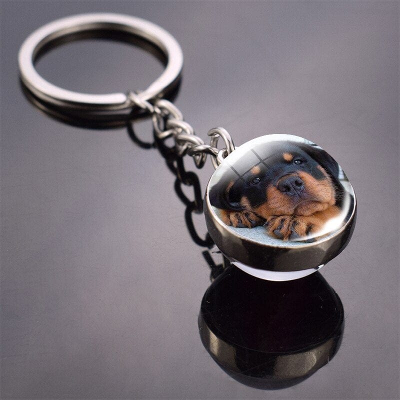 GeckoCustom Cute Dog Double Side Glass Ball Keychain As show 12