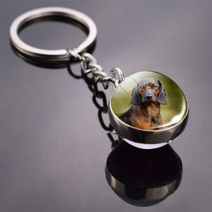 GeckoCustom Cute Dog Double Side Glass Ball Keychain As show 14