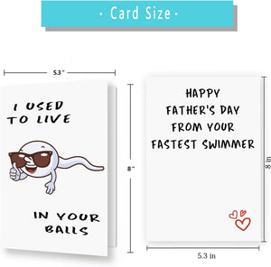 GeckoCustom Cute First Fathers Day Card for New Dad, Two-Sided 1St Fathers Day Gift from Baby Girl Boy, I Used to Live in Your Balls