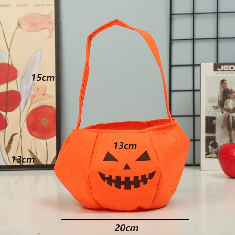 GeckoCustom Cute Halloween Portable Pumpkin Bag Trick Or Treat Kids Candy Bag Happy Halloween Day Gift Pumpkin Backpack Shoulder Bag as shows 10