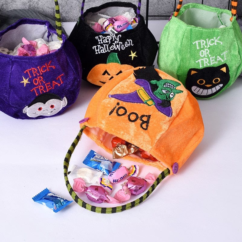 GeckoCustom Cute Halloween Portable Pumpkin Bag Trick Or Treat Kids Candy Bag Happy Halloween Day Gift Pumpkin Backpack Shoulder Bag