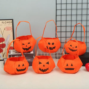 GeckoCustom Cute Halloween Portable Pumpkin Bag Trick Or Treat Kids Candy Bag Happy Halloween Day Gift Pumpkin Backpack Shoulder Bag