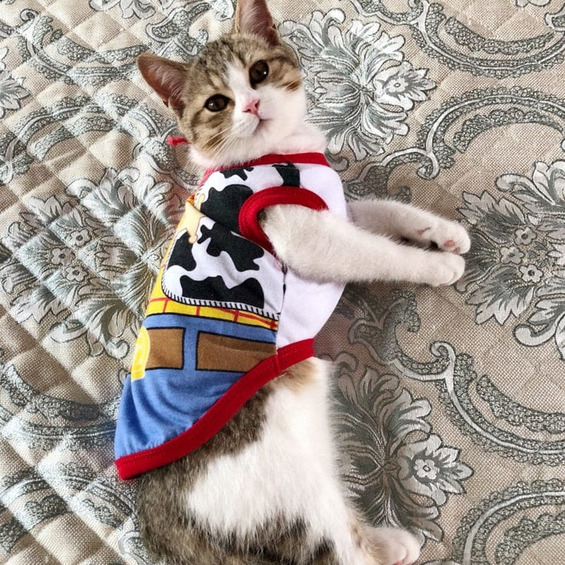 GeckoCustom Cute Sphynx Cat Shirt Vest for Cats Gotas Summer Breathable Pet Clothes Clohting Katten Kedi Mascotas Costume Dog Suit Ropa Para