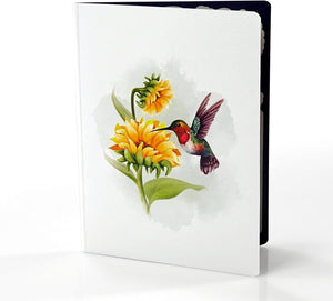 GeckoCustom CUTPOPUP Hummingbird Birthday Card Pop Up, Mothers Day, Fathers Day, 3D Popup Greeting Card, Birthday Card for Women (Hummingbird Sunflower)