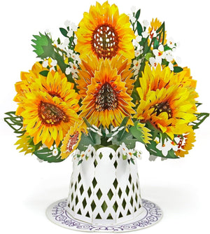 GeckoCustom CUTPOPUP Hummingbird Birthday Card Pop Up, Mothers Day, Fathers Day, 3D Popup Greeting Card, Birthday Card for Women (Hummingbird Sunflower) Sunflowers - 11"X11"