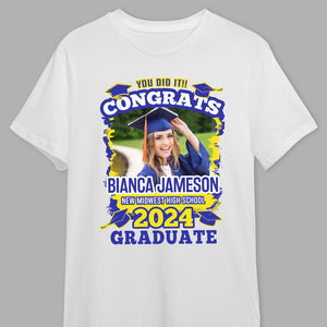 GeckoCustom Cutsom Photo You Did It Congrats Graduation Shirt TA29 890273 Premium Tee (Favorite) / P Light Blue / S