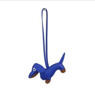 GeckoCustom Dachshund PU Leather Dog Keychains Blue